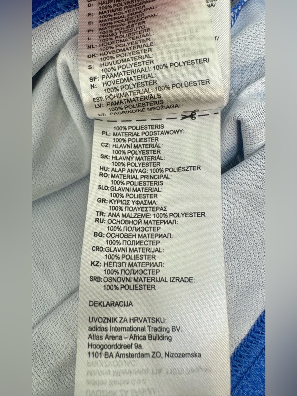 Adidas Tee Men's 2XL Blue Polyester Short Sleeve T-Shirt - Picture 5 of 10